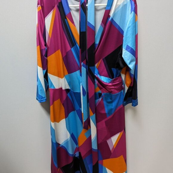 Max2co Multicolor Faux-Wrap Cocktail Dress - Picture 1 of 2